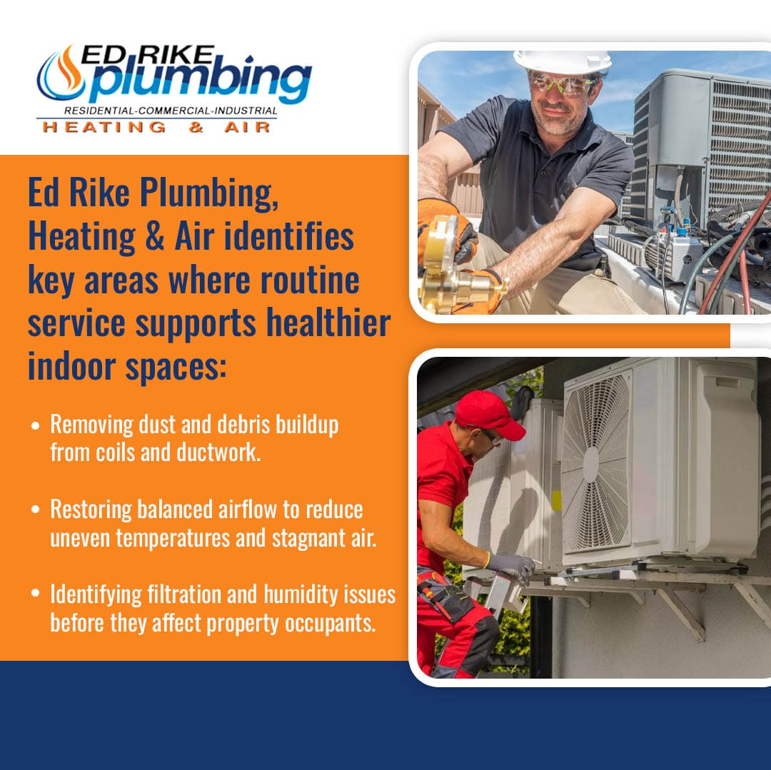 How Indoor Air Quality Improves with Expert HVAC Services in Dayton, OH 2 Technicians cleaning AC coils and installing outdoor units to support healthier indoor spaces by removing dust and balancing airflow.