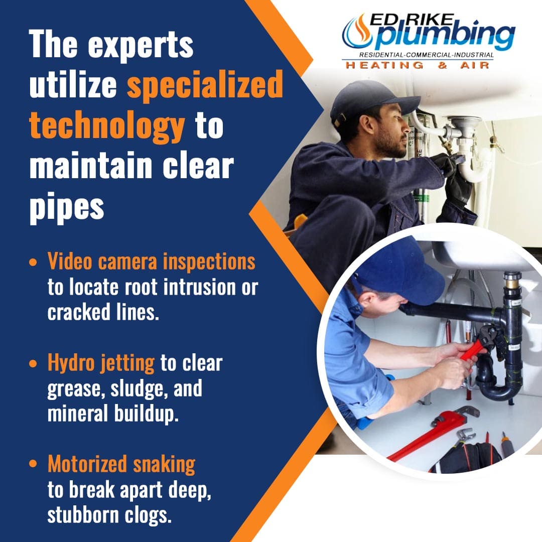 Why Regular Drain Cleaning in Lewisburg, OH, Can Save You Thousands 2 Plumber using specialized technology, including video camera inspections and hydro jetting, to clear stubborn pipe clogs.