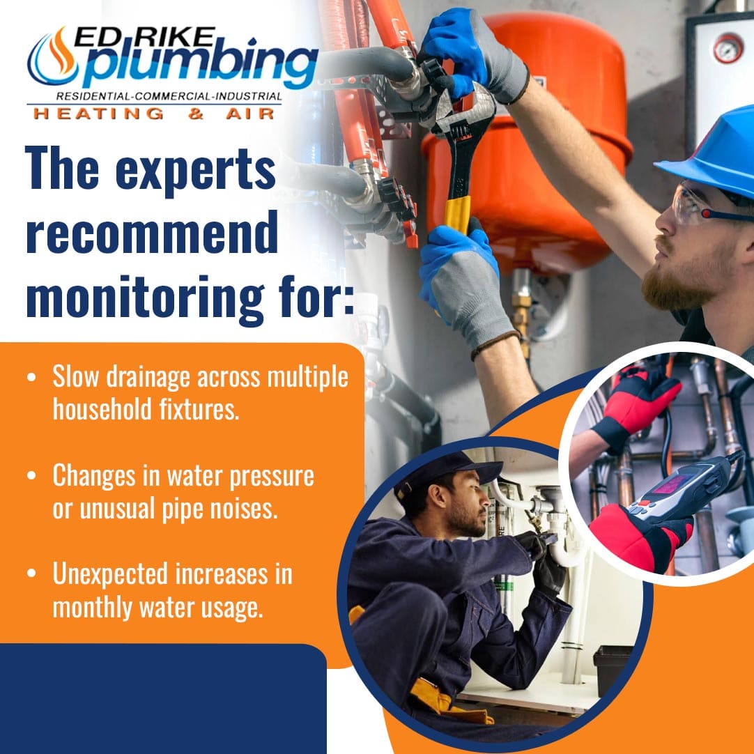 Top Benefits of Hiring Licensed Emergency Plumbers Near Miamisburg, OH 2 Plumbers from Ed Rike Plumbing inspecting household pipes and using diagnostic tools to monitor for slow drainage, leaks, and water pressure changes.